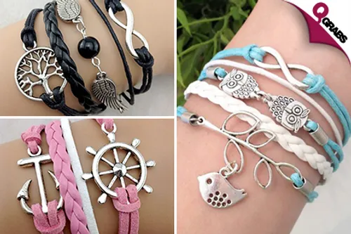 From QR39, Be Charming with Rope Charm Bracelets - Choose from 9 Fun Designs & Different Combos! (Up to QR207 Value)